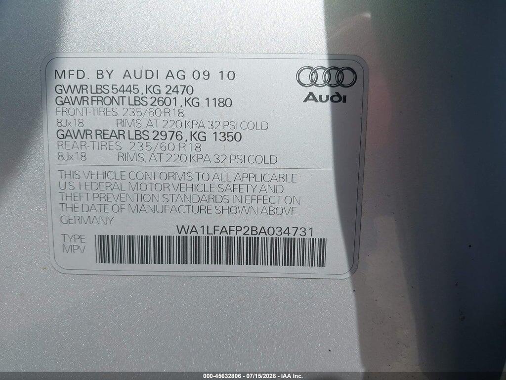WA1LFAFP2BA034731 2011 AUDI Q5 photo no. 9