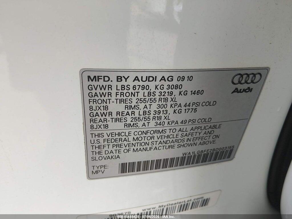 WA1LGBFE2BD003155 2011 AUDI Q7 photo no. 9