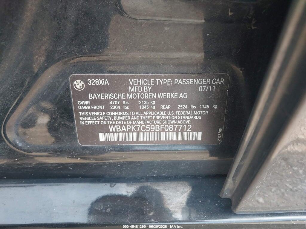 WBAPK7C59BF087712 2011 BMW 328I photo no. 9