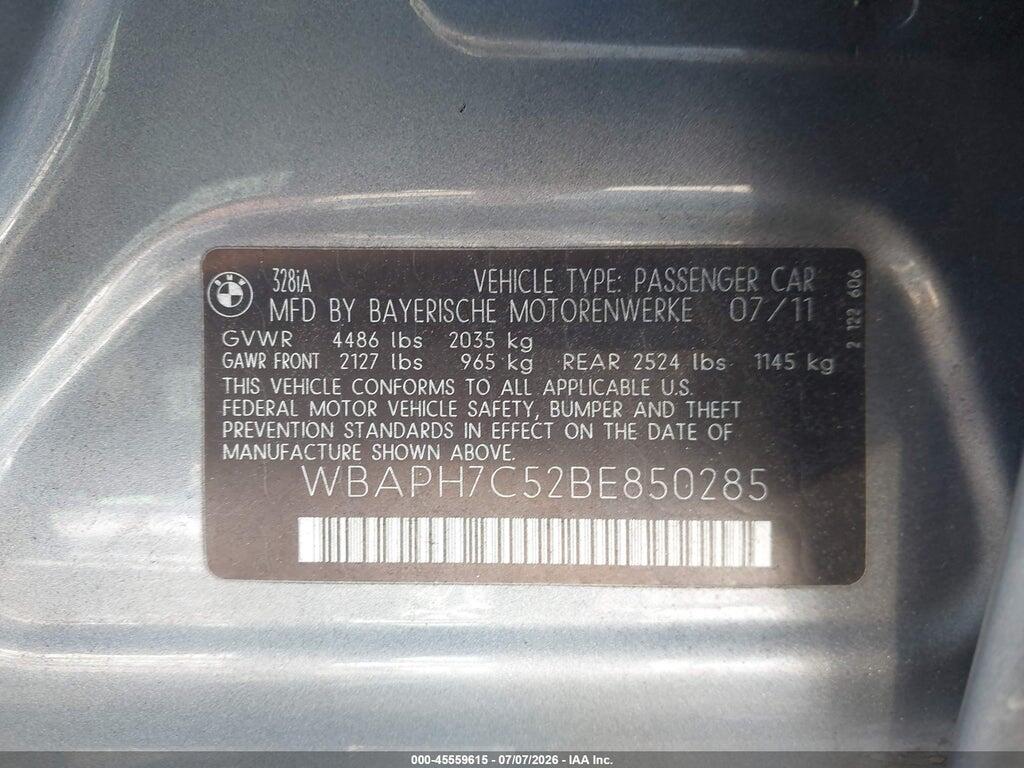 WBAPH7C52BE850285 2011 BMW 328I photo no. 9