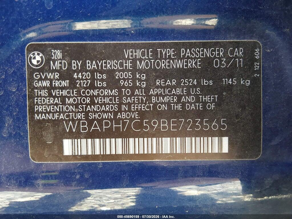 WBAPH7C59BE723565 2011 BMW 328I photo no. 9