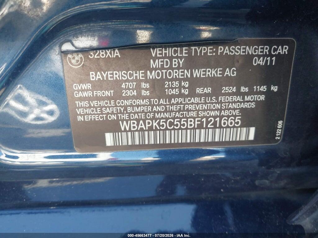 WBAPK5C55BF121665 2011 BMW 328I photo no. 9