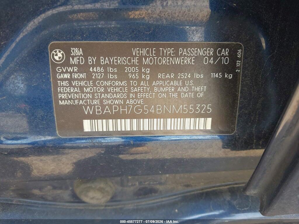 WBAPH7G54BNM55325 2011 BMW 328I photo no. 9