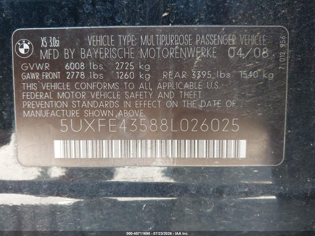 5UXFE43588L026025 2008 BMW X5 photo no. 9