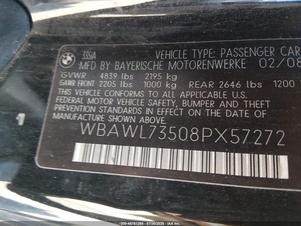 WBAWL73508PX57272 2008 BMW 335I photo no. 9