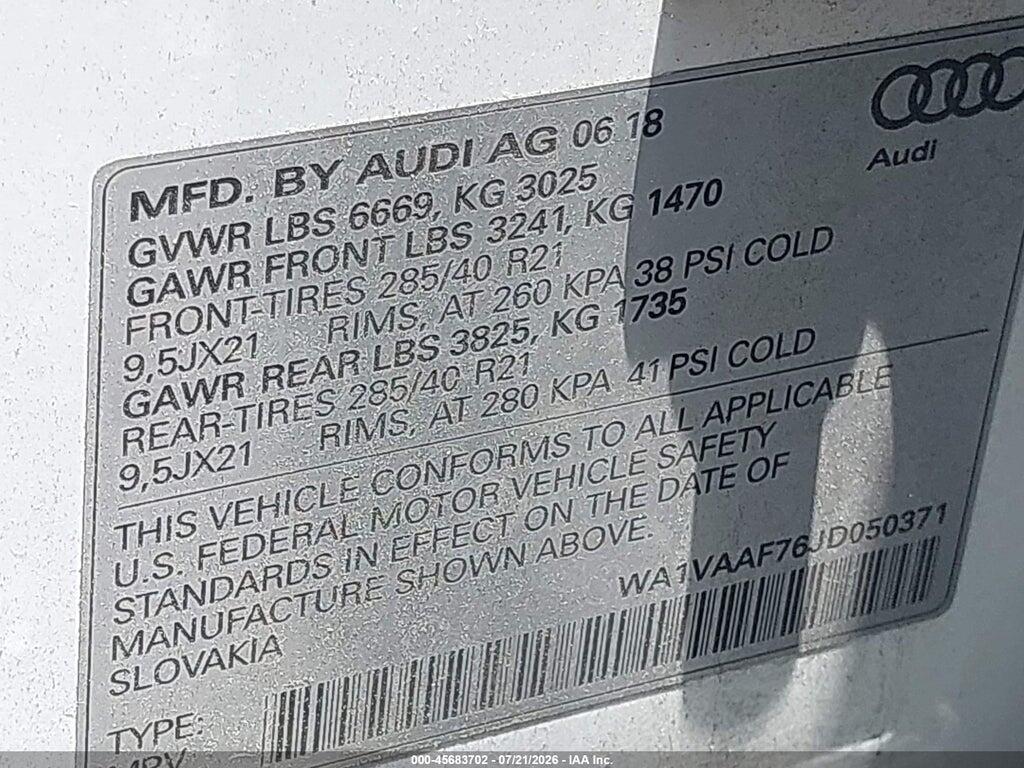 WA1VAAF76JD050371 2018 AUDI Q7 photo no. 9