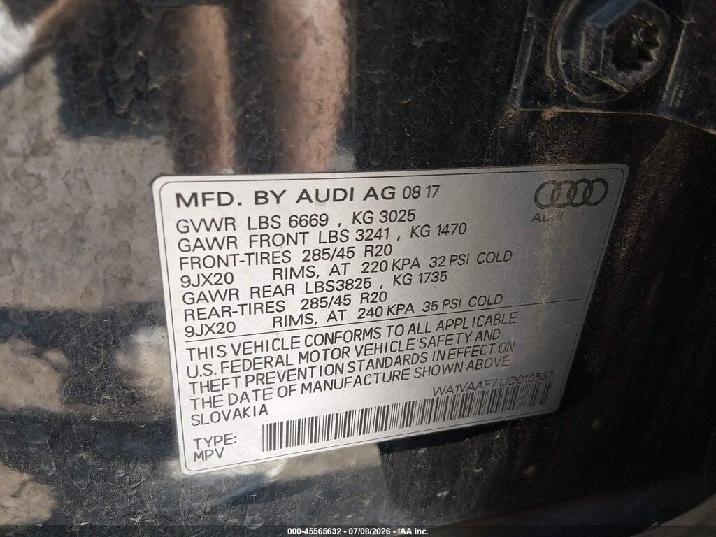 WA1VAAF71JD010537 2018 AUDI Q7 photo no. 9