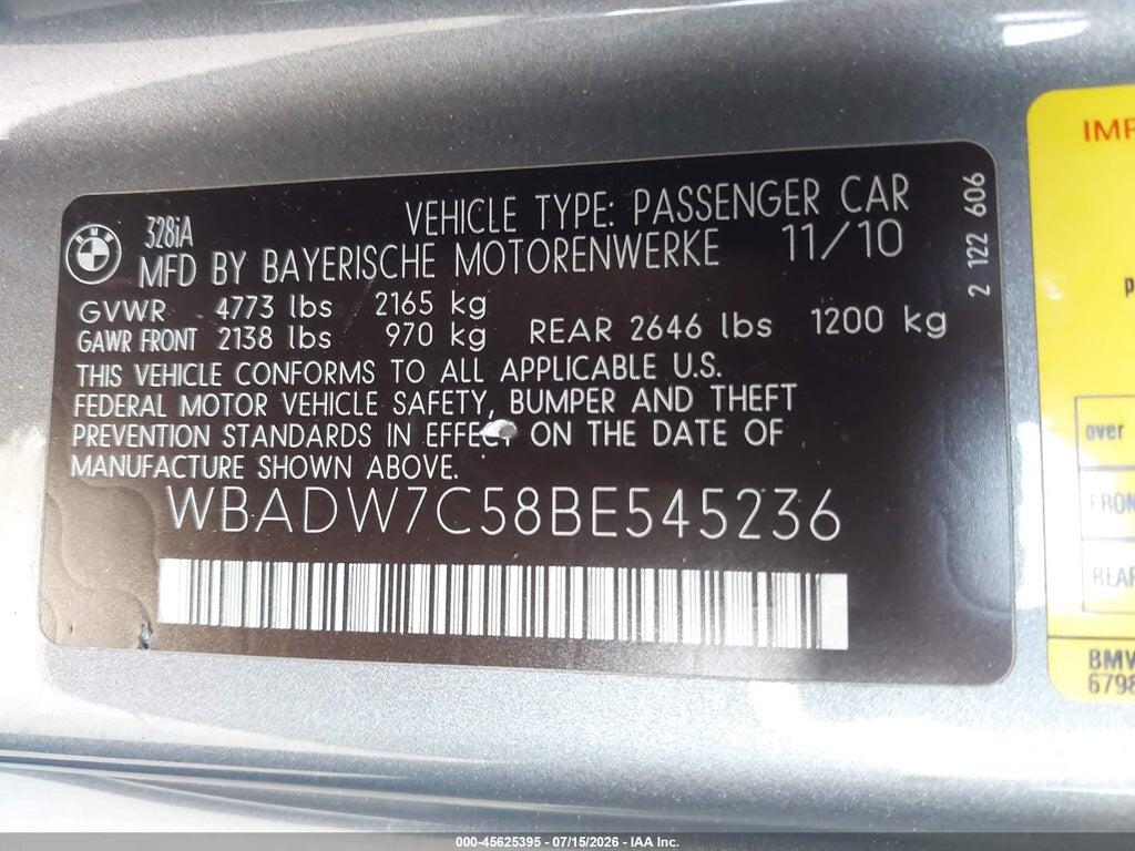 WBADW7C58BE545236 2011 BMW 328I photo no. 9