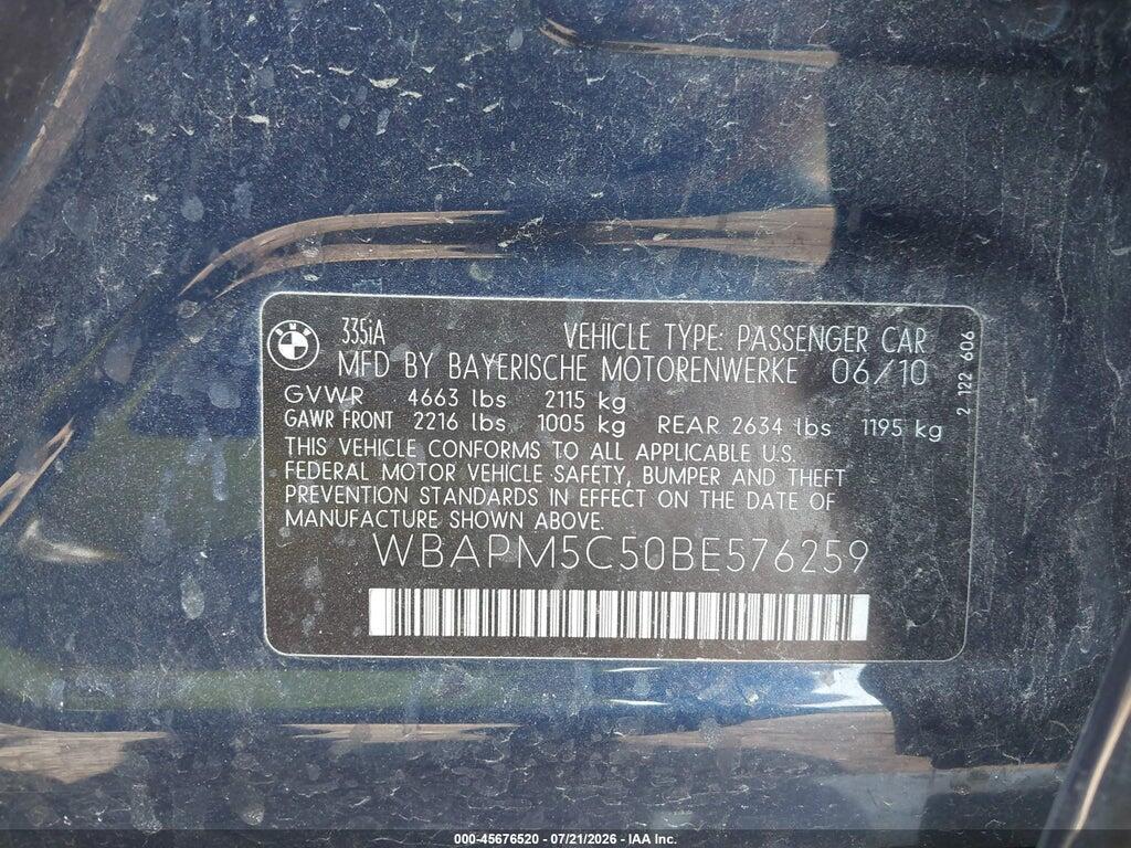 WBAPM5C50BE576259 2011 BMW 335I photo no. 9