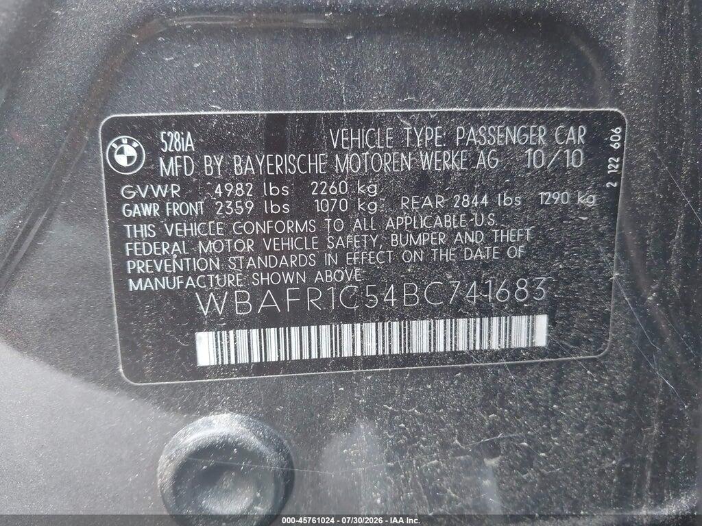 WBAFR1C54BC741683 2011 BMW 528I photo no. 9