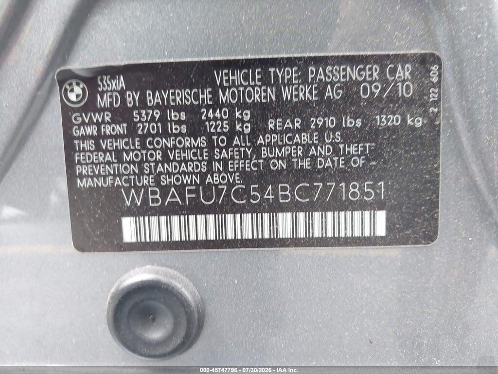 WBAFU7C54BC771851 2011 BMW 535I photo no. 9