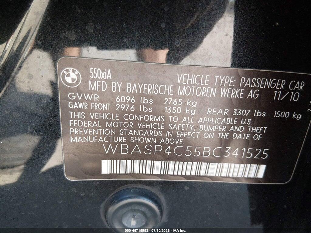 WBASP4C55BC341525 2011 BMW 550I GRAN TURISMO photo no. 9