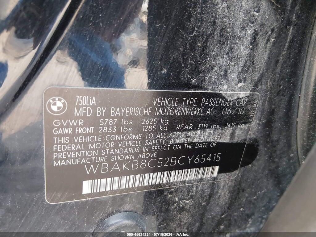 WBAKB8C52BCY65415 2011 BMW 750LI photo no. 9