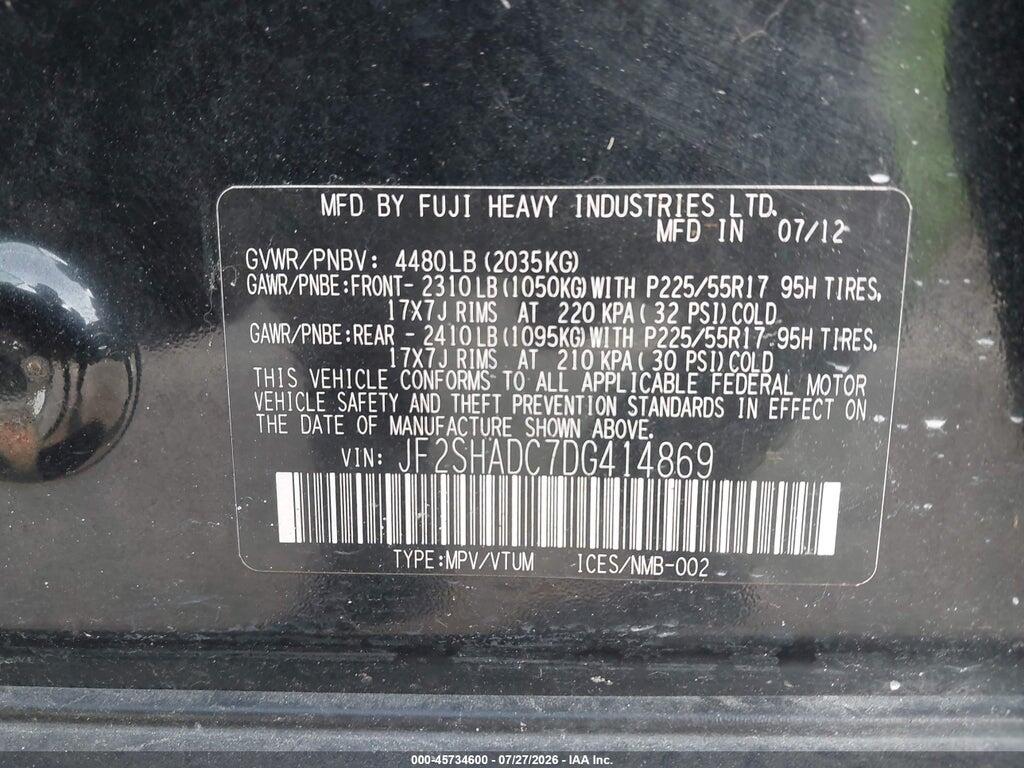 JF2SHADC7DG414869 2013 SUBARU FORESTER photo no. 9