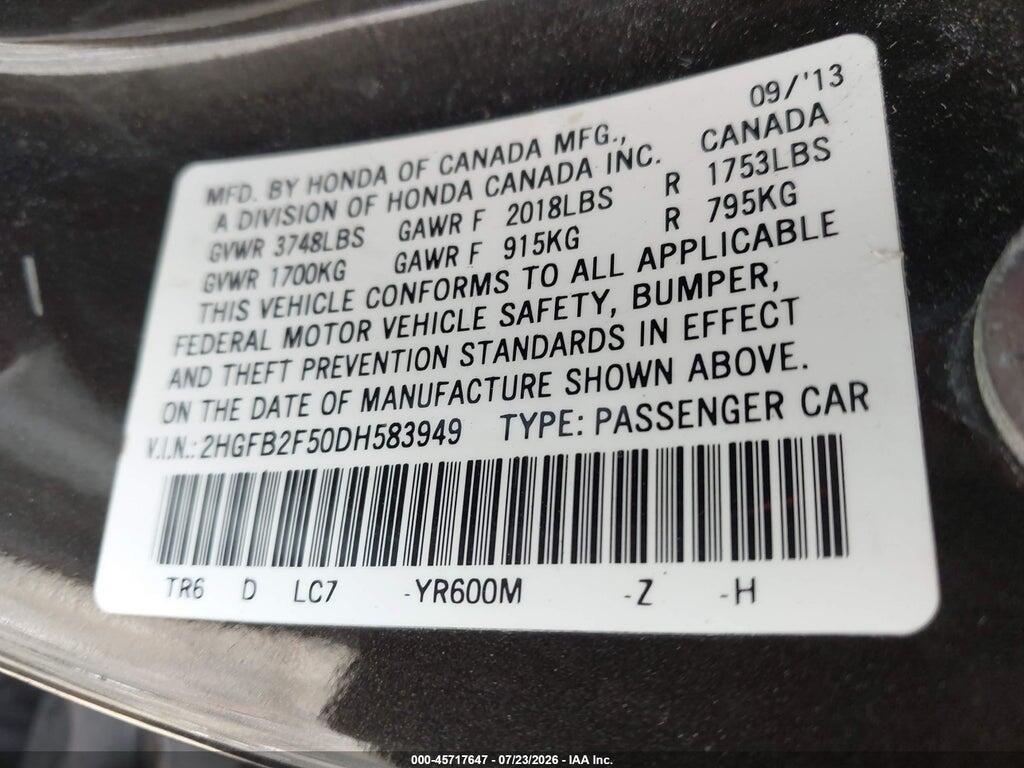 2HGFB2F50DH583949 2013 HONDA CIVIC photo no. 9