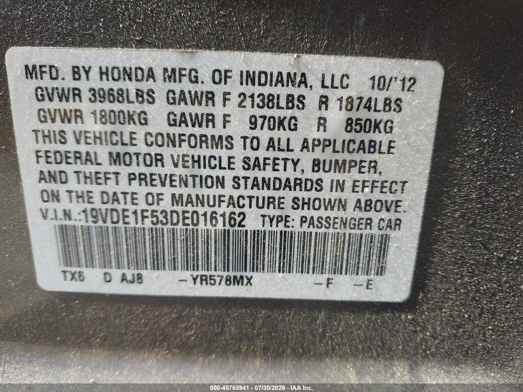 19VDE1F53DE016162 2013 ACURA ILX photo no. 9