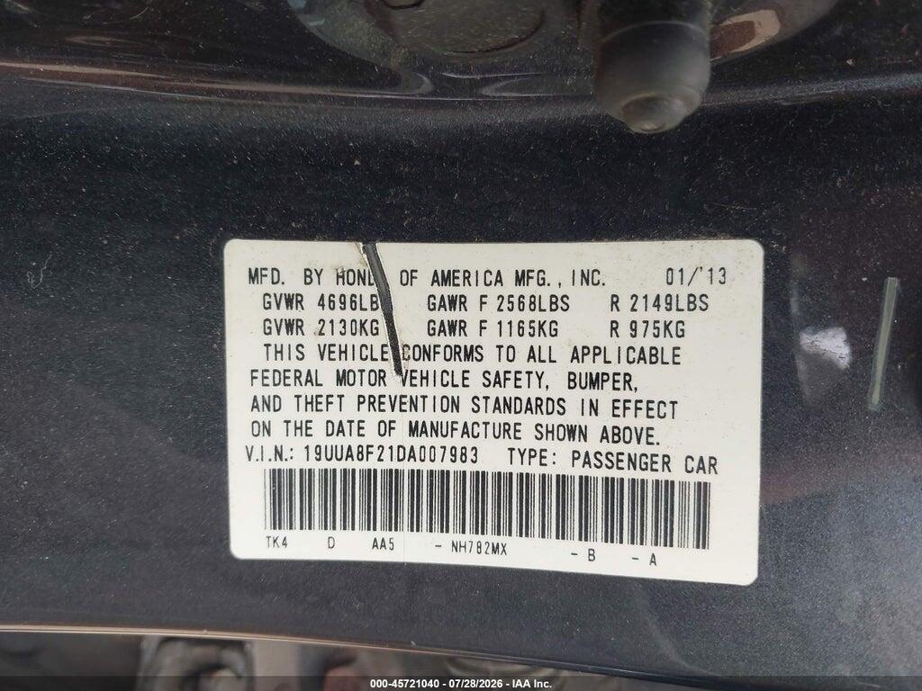 19UUA8F21DA007983 2013 ACURA TL photo no. 9
