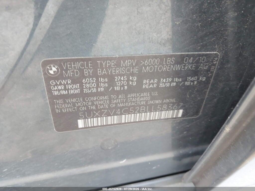 5UXZV4C52BLL58367 2011 BMW X5 photo no. 9