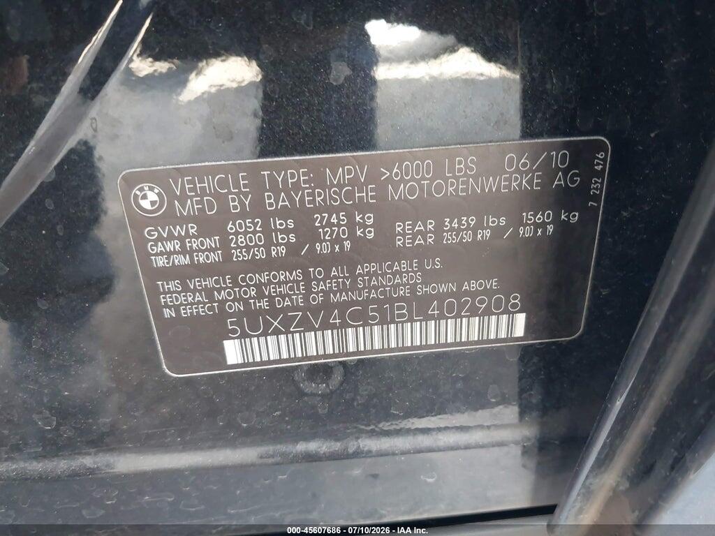 5UXZV4C51BL402908 2011 BMW X5 photo no. 9