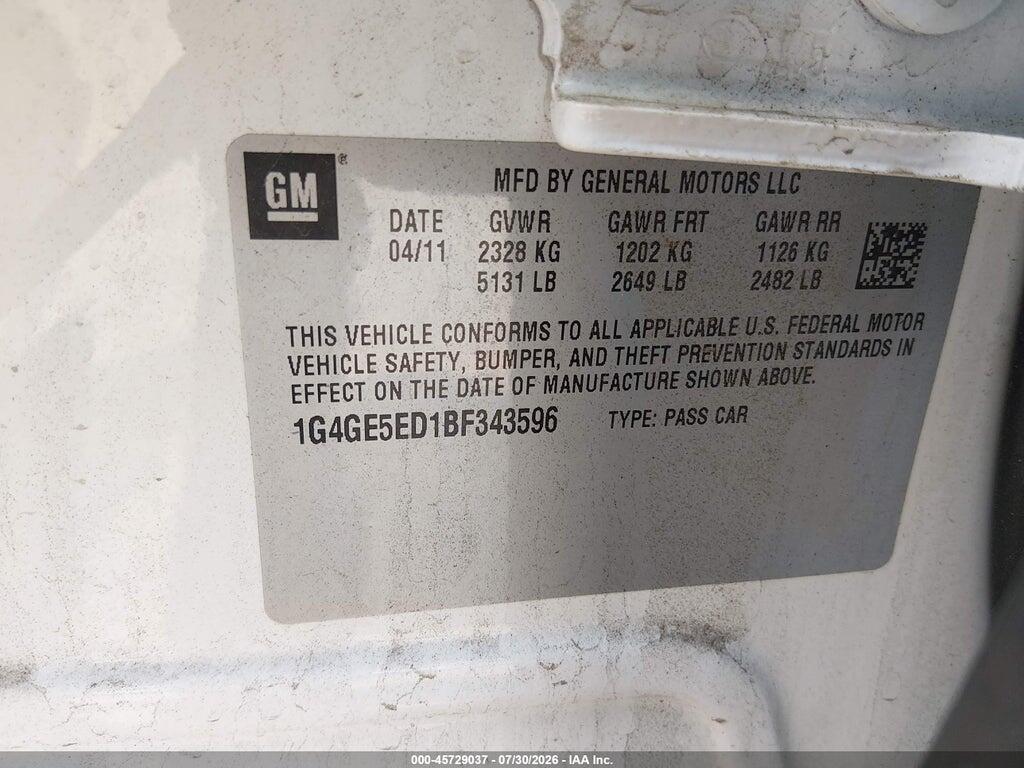 1G4GE5ED1BF343596 2011 BUICK LACROSSE photo no. 9