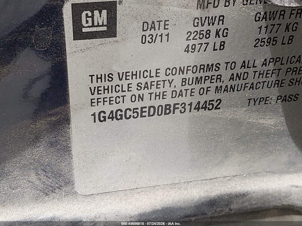 1G4GC5ED0BF314452 2011 BUICK LACROSSE photo no. 9