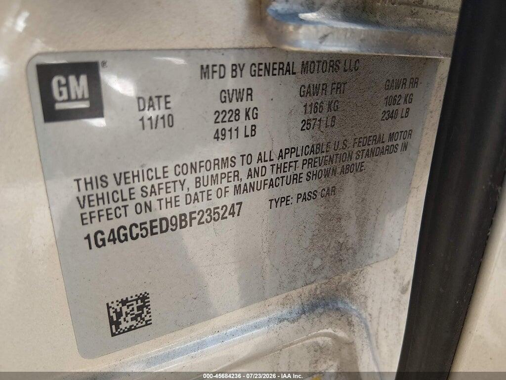 1G4GC5ED9BF235247 2011 BUICK LACROSSE photo no. 9