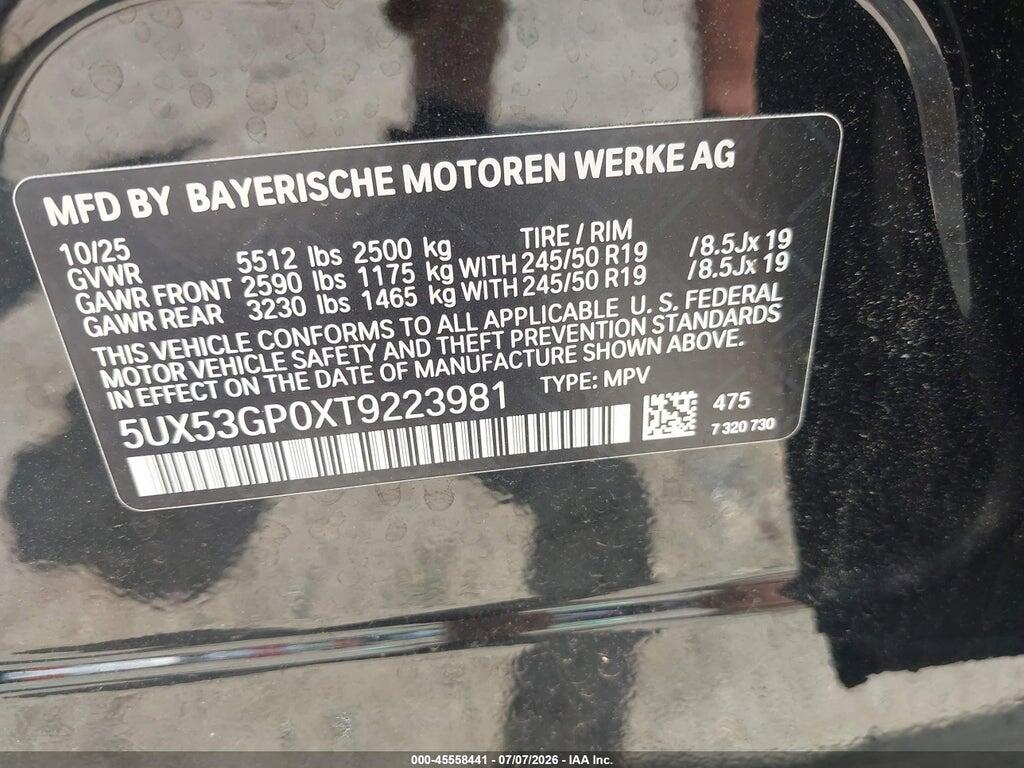 5UX53GP0XT9223981 2026 BMW X3 photo no. 9