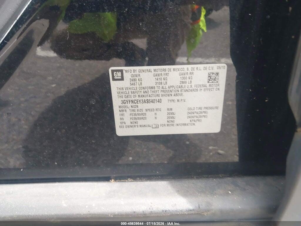3GYFNCEY3AS640140 2010 CADILLAC SRX photo no. 9