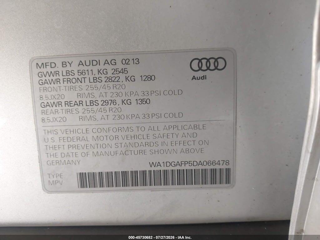 WA1DGAFP5DA066478 2013 AUDI Q5 photo no. 9