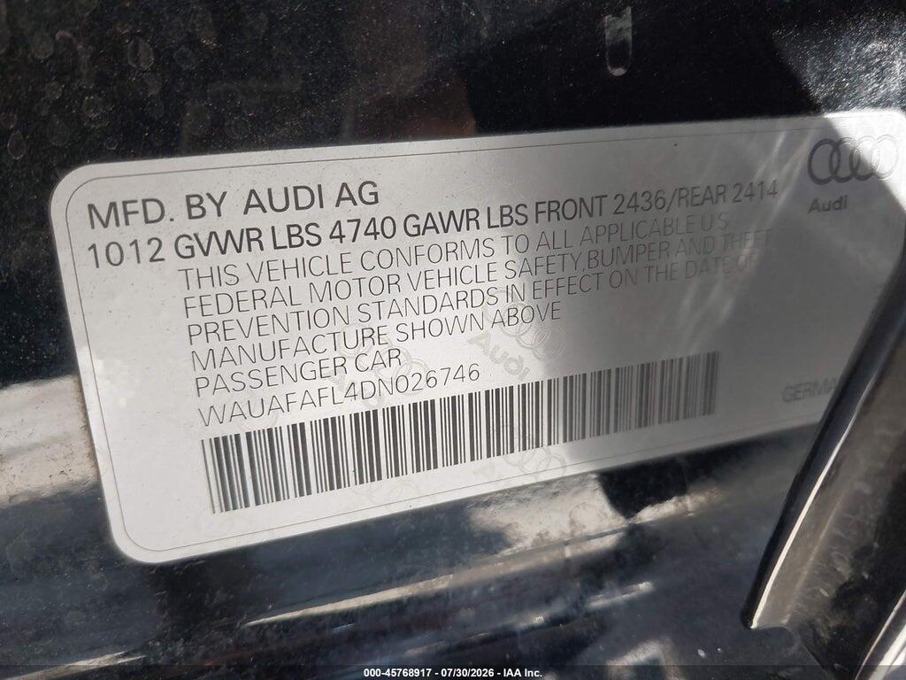 WAUAFAFL4DN026746 2013 AUDI A4 photo no. 9