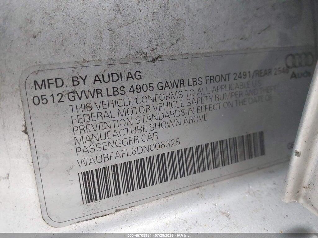 WAUBFAFL6DN006325 2013 AUDI A4 photo no. 9