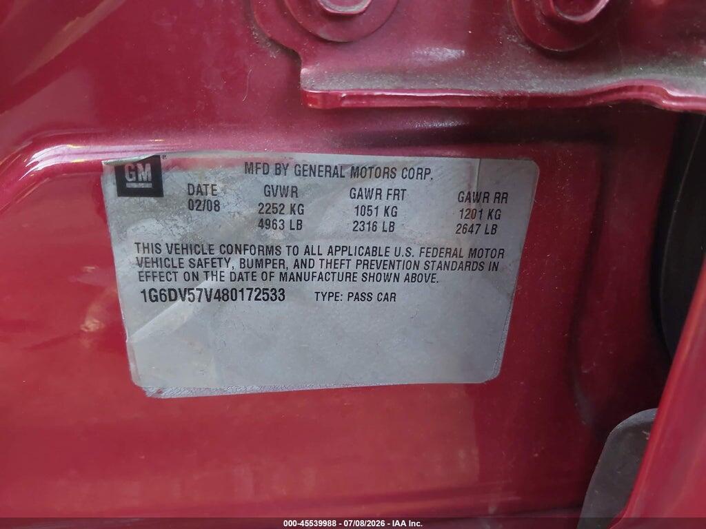 1G6DV57V480172533 2008 CADILLAC CTS photo no. 9