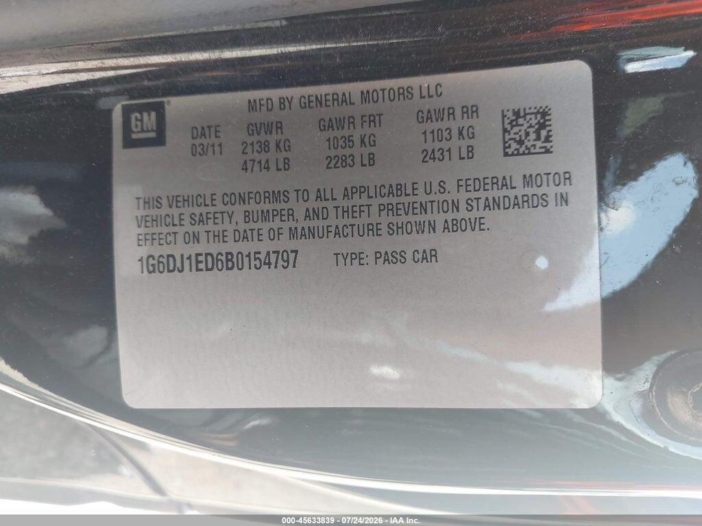 1G6DJ1ED6B0154797 2011 CADILLAC CTS photo no. 9