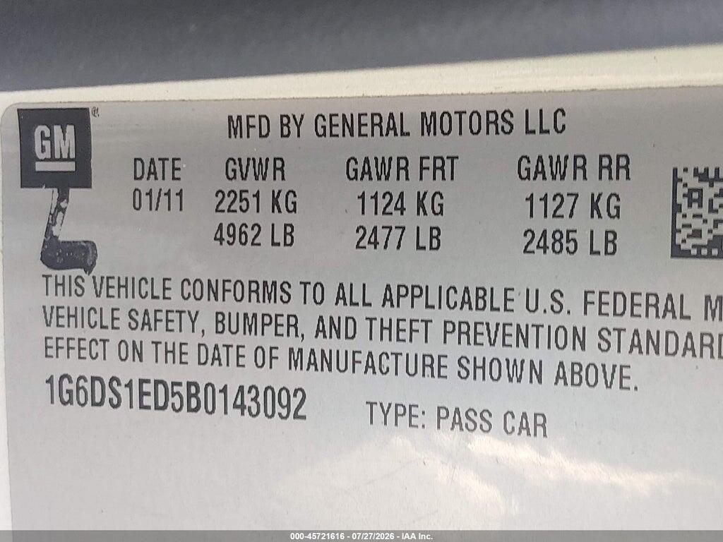 1G6DS1ED5B0143092 2011 CADILLAC CTS photo no. 9