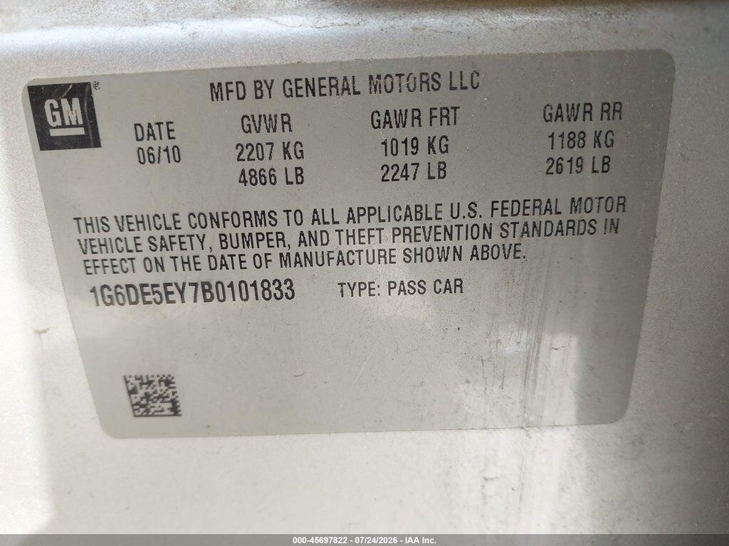 1G6DE5EY7B0101833 2011 CADILLAC CTS photo no. 9