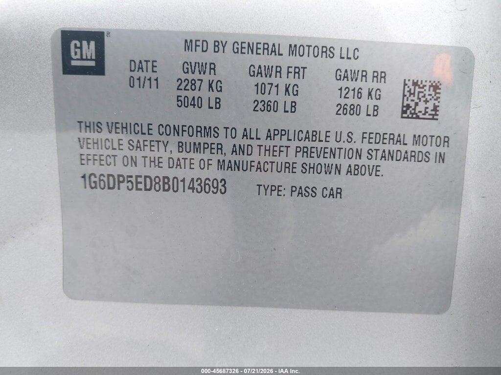 1G6DP5ED8B0143693 2011 CADILLAC CTS photo no. 9