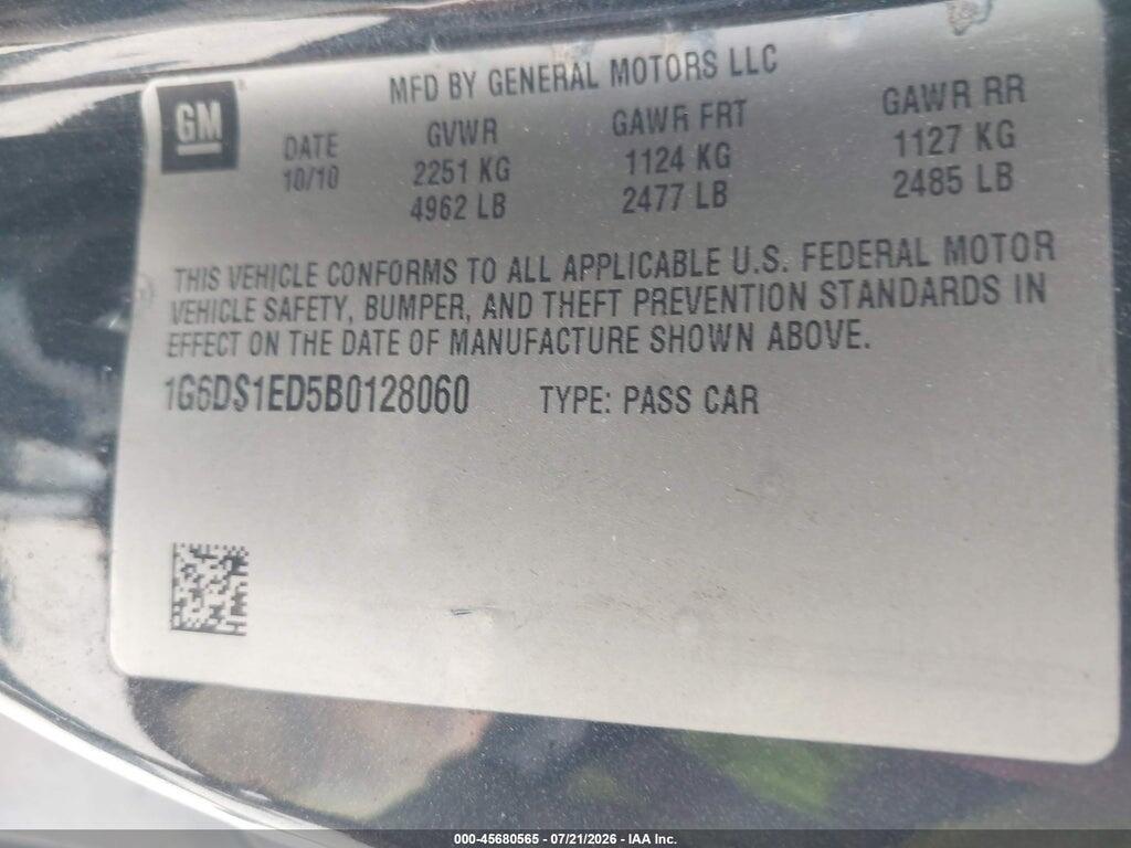 1G6DS1ED5B0128060 2011 CADILLAC CTS photo no. 9