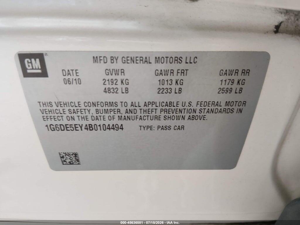 1G6DE5EY4B0104494 2011 CADILLAC CTS photo no. 9