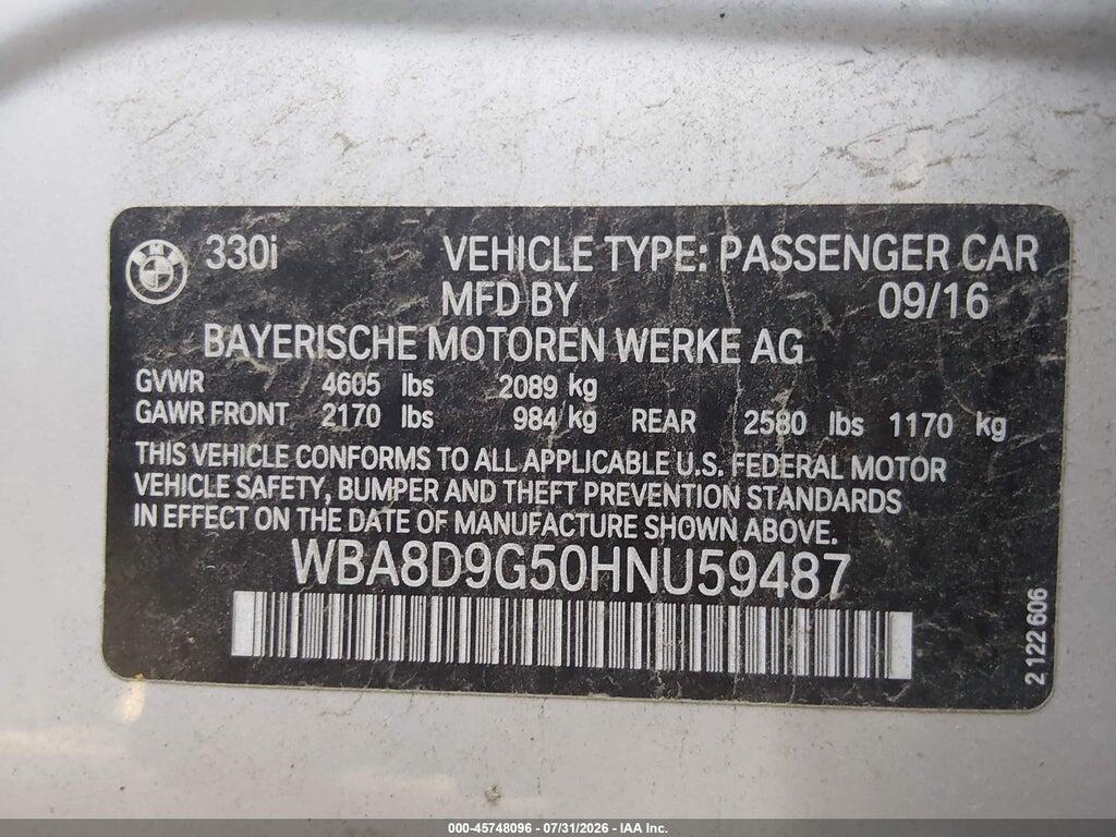 WBA8D9G50HNU59487 2017 BMW 330I photo no. 9