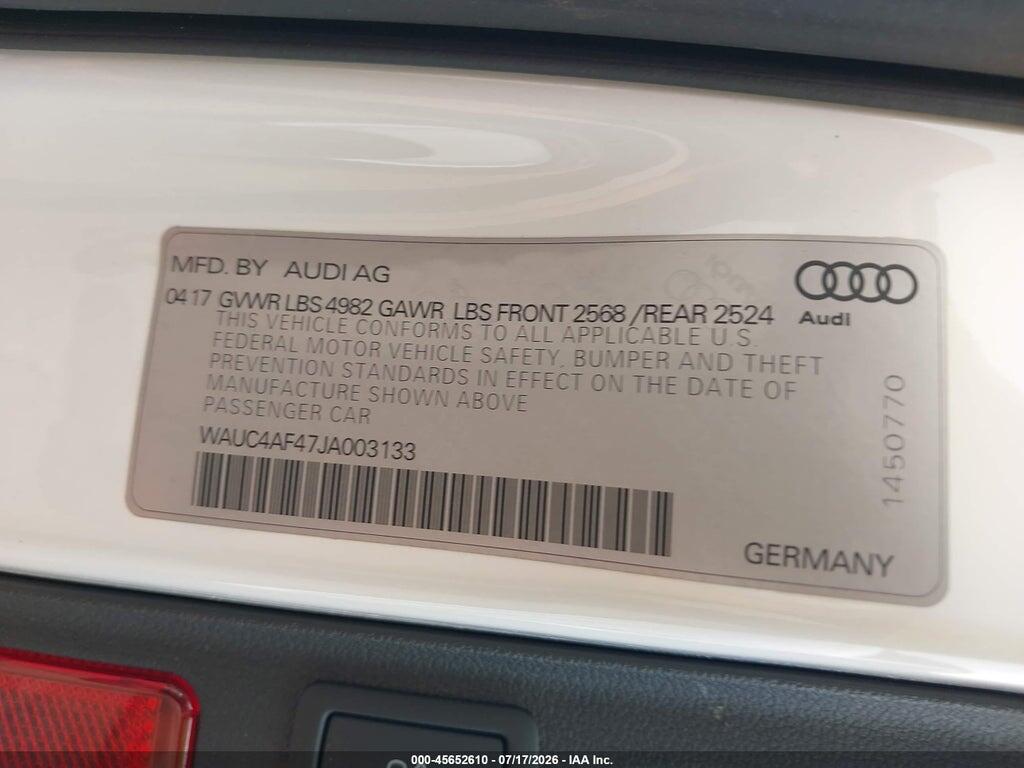 WAUC4AF47JA003133 2018 AUDI S4 photo no. 9
