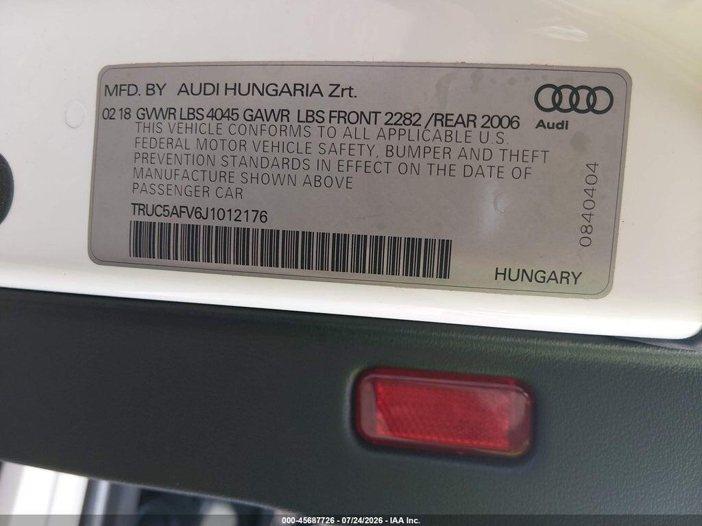 TRUC5AFV6J1012176 2018 AUDI TT photo no. 9