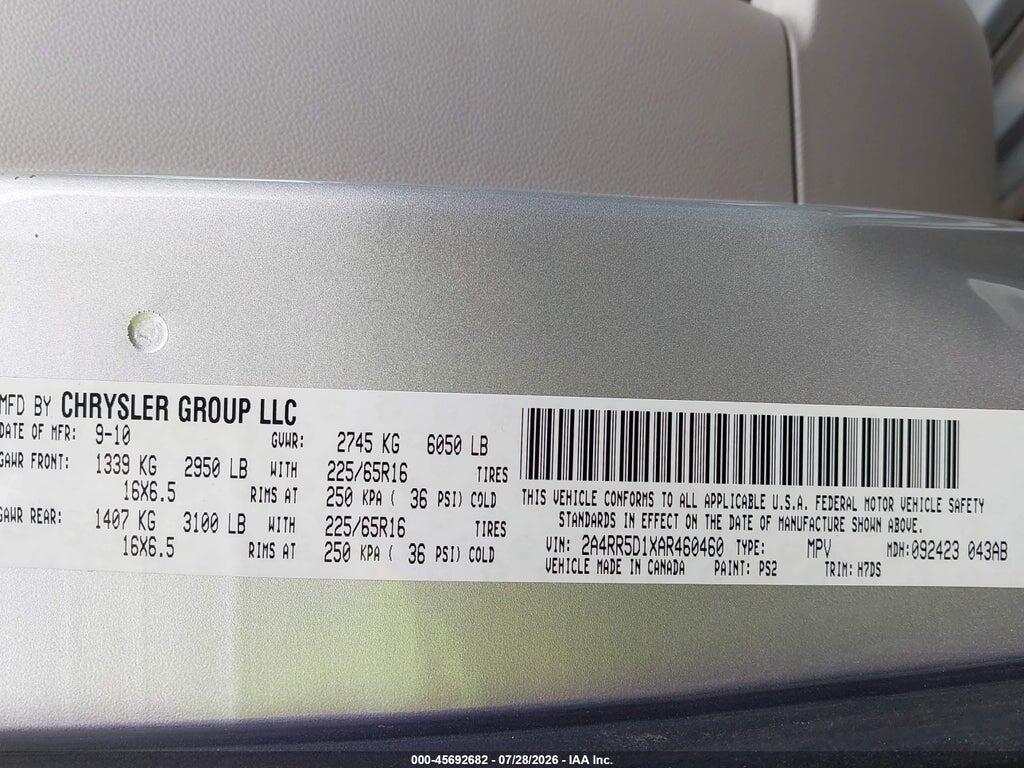 2A4RR5D1XAR460460 2010 CHRYSLER TOWN & COUNTRY photo no. 9