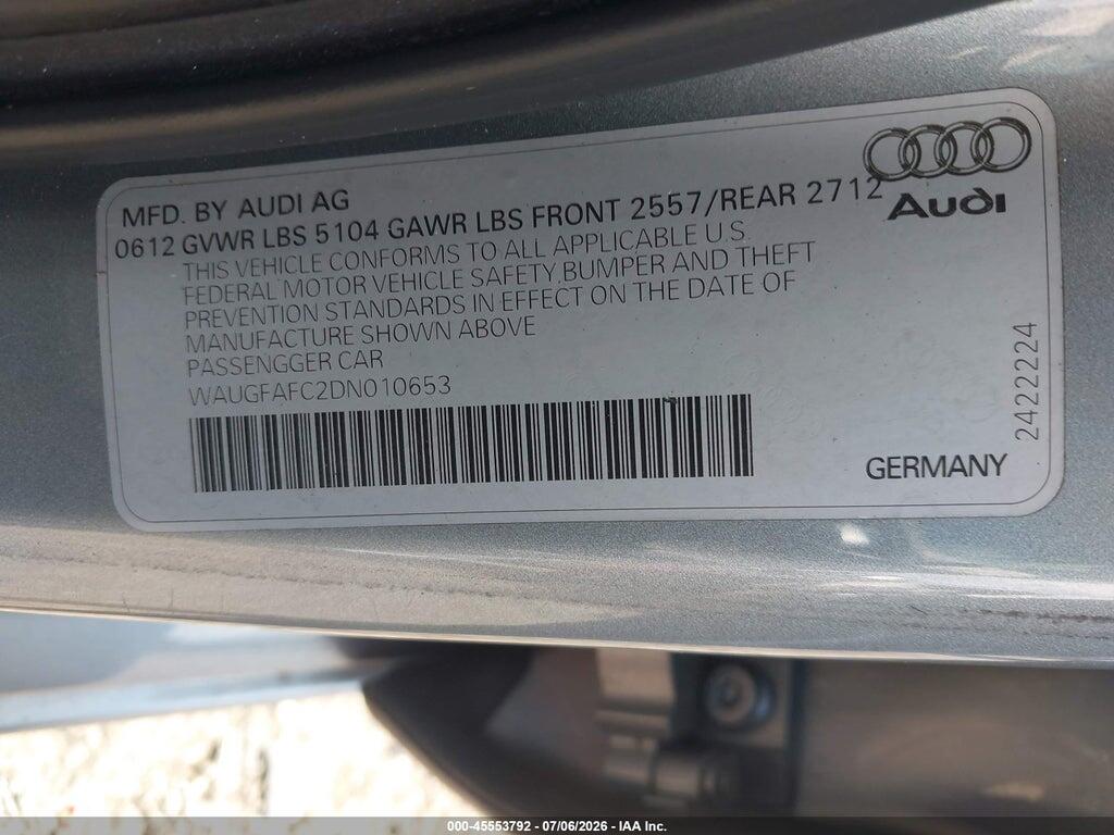 WAUGFAFC2DN010653 2013 AUDI A6 photo no. 9