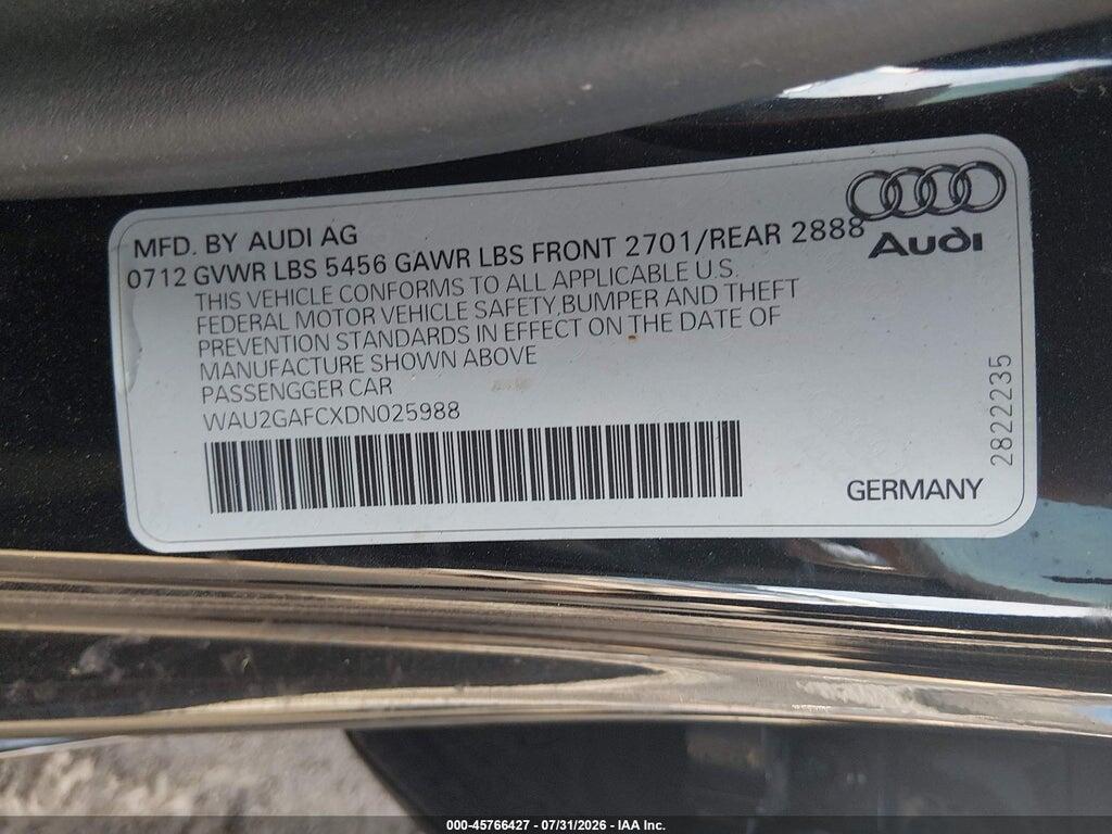 WAU2GAFCXDN025988 2013 AUDI A7 photo no. 9