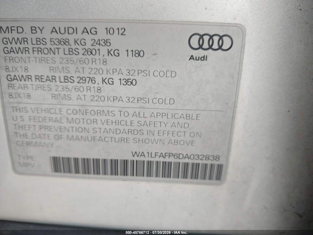 WA1LFAFP6DA032838 2013 AUDI Q5 photo no. 9