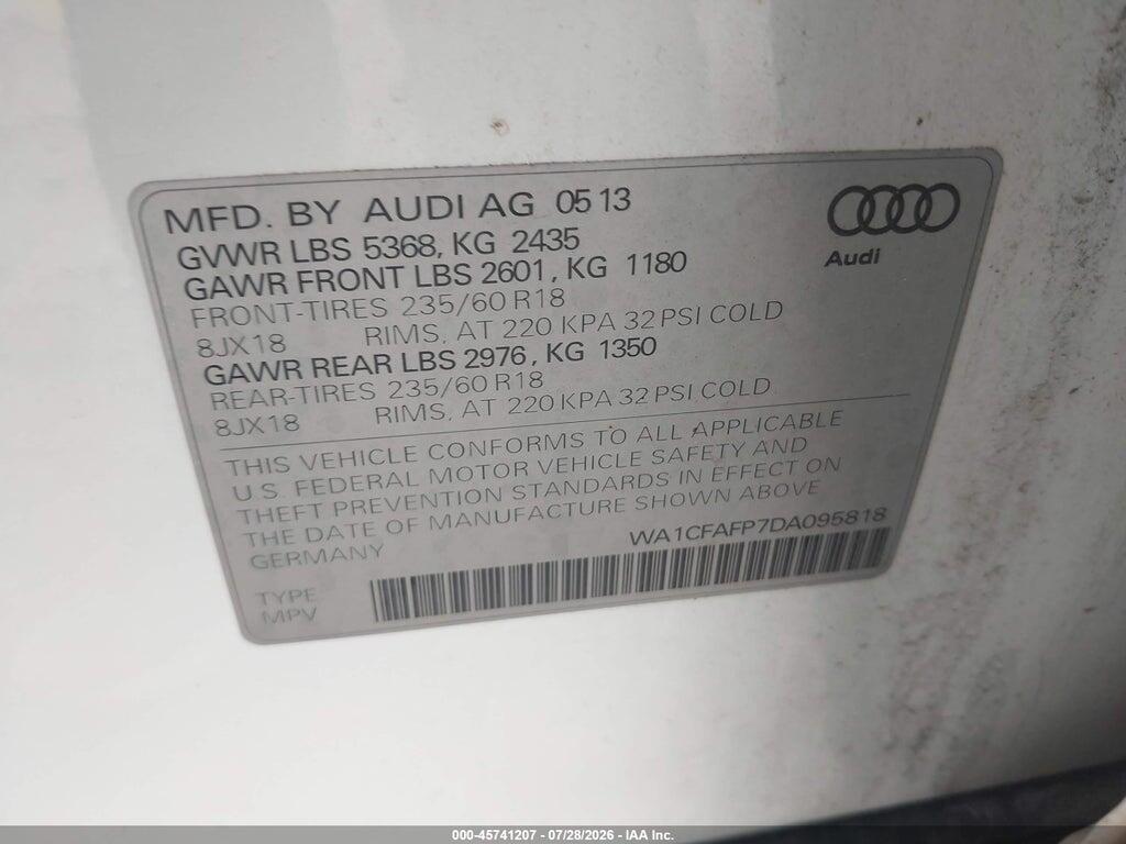 WA1CFAFP7DA095818 2013 AUDI Q5 photo no. 9