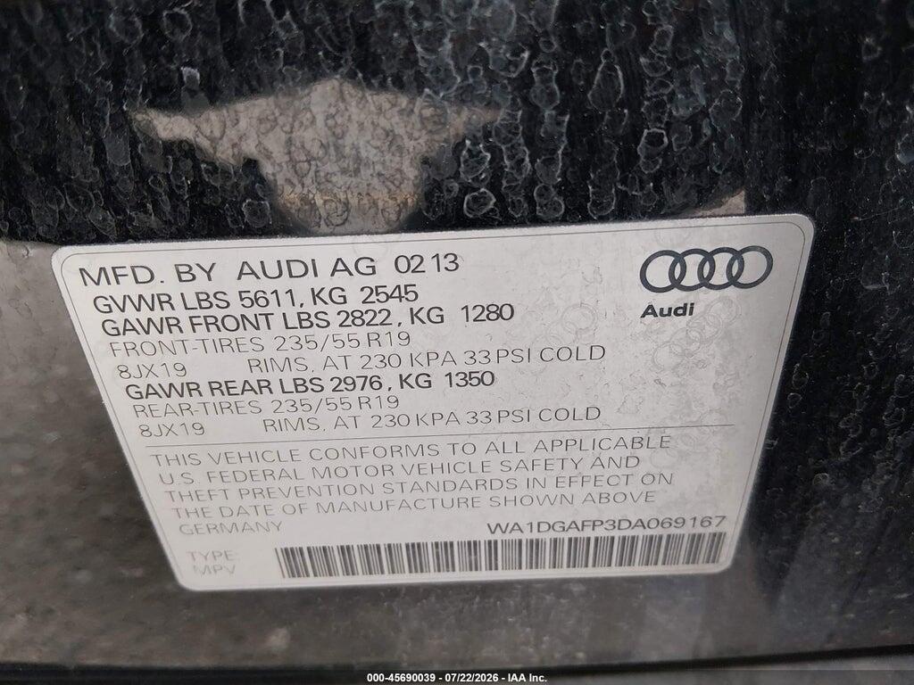 WA1DGAFP3DA069167 2013 AUDI Q5 photo no. 9