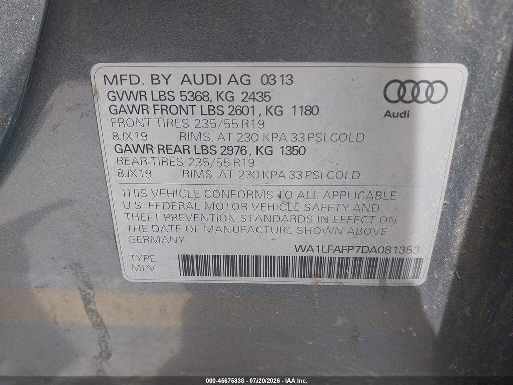 WA1LFAFP7DA081353 2013 AUDI Q5 photo no. 9
