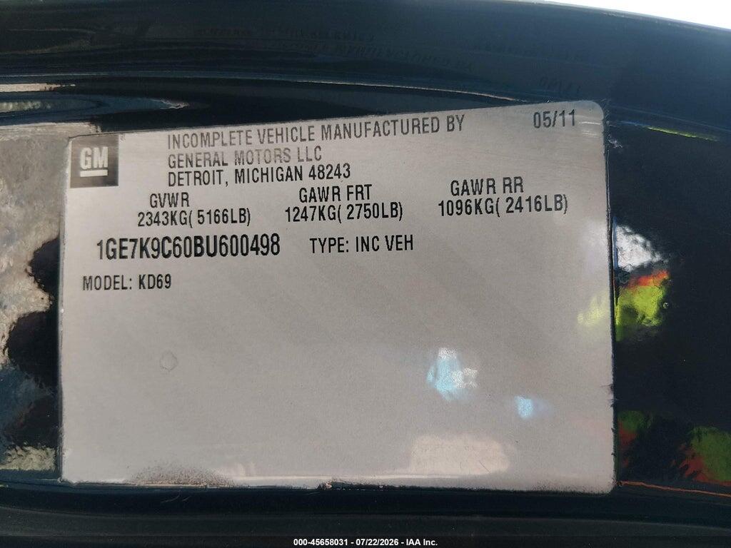 1GE7K9C60BU600498 2011 CADILLAC DTS PROFESSIONAL photo no. 9