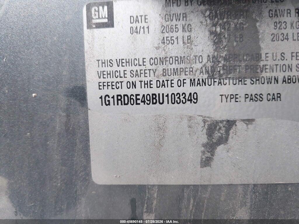 1G1RD6E49BU103349 2011 CHEVROLET VOLT photo no. 9